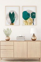 Wallity Huhu68 - Set de 2 Pinturas Decorativas en MDF con Marco 50 x 70 cm